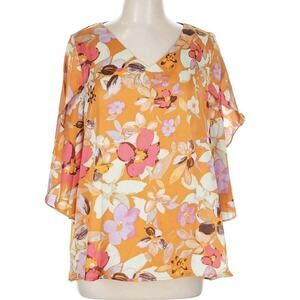 NEW Emily Wonder Bloom Floral V Neck Blouse MariGold Multi Color 2X Women